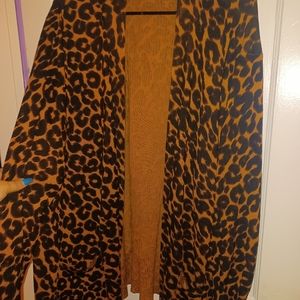 2xl leopard sweater long with pockets